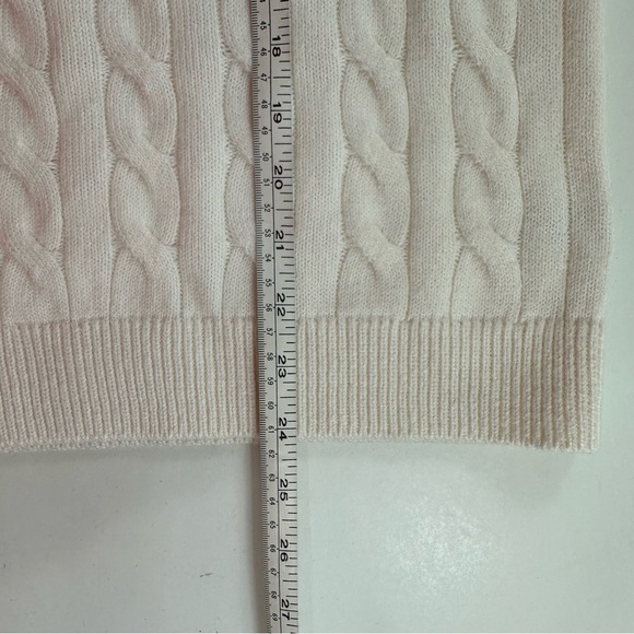 Talbots White Cable Knit Crewneck Sweater Womens Large Classic Long Sleeve - Picture 7 of 8